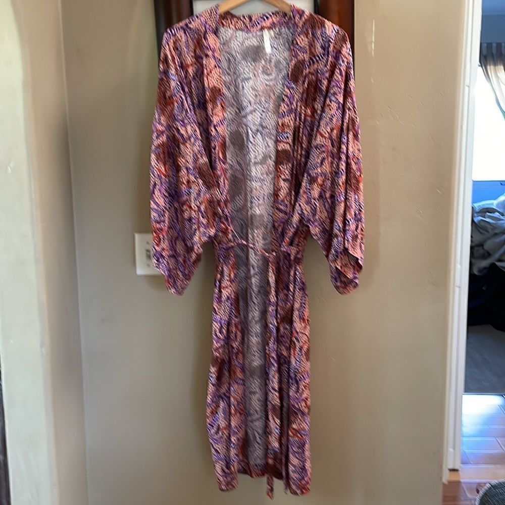Seafolly Purple & Pink Printed Swim Coverup‎ Kimono